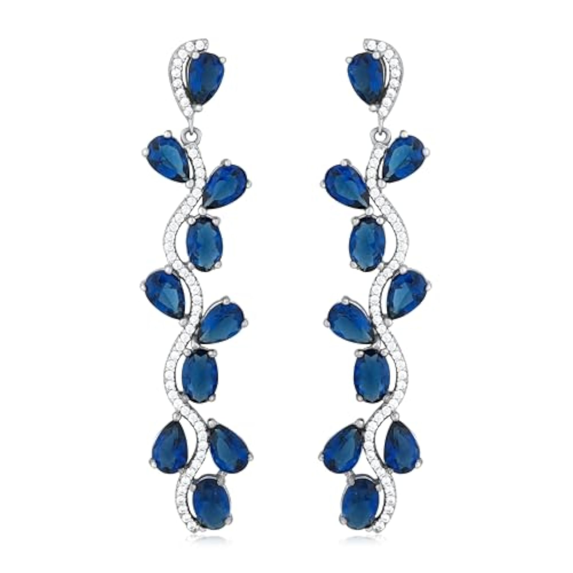 Women's 925 Sterling Silver Statement Earrings, CZ Design
